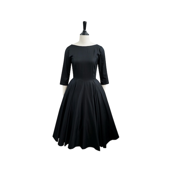 New! KIRA DRESS in Solid Cotton #33 - Black Fabric | Pin up Dress, Cotton Vintage 50s Dress, Retro Swing Dress, 1950s Large Dress