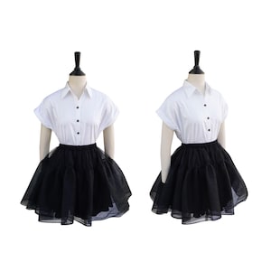 GONNA SOTTOPETTO LINDA in tessuto a rete nera / Gonna sottoveste, gonna con elastico in vita, stile anni &#39;50, realizzata su misura, gonna con fodera in cotone e seta