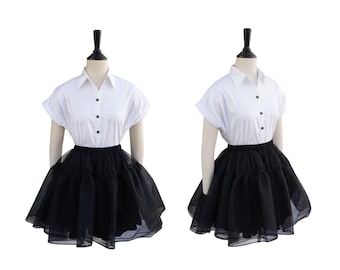 JUPE LINDA en tissu résille noir Jupe jupon, jupe taille