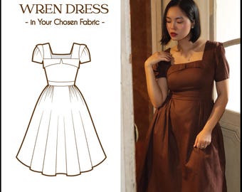 ¡Nuevo! VESTIDO WREN en tela a elegir / vestido pin-up de algodón, vestido vintage de los años 50, vestido retro estilo swing, vestido de cóctel rockabilly de los años 50 de Brilliladies.