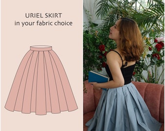 URIEL SKIRT in your fabric choice | floral custom made skirt, vintage retro 1950s, 50s, cotton pleated skirt, 1950s custom made deep pockets