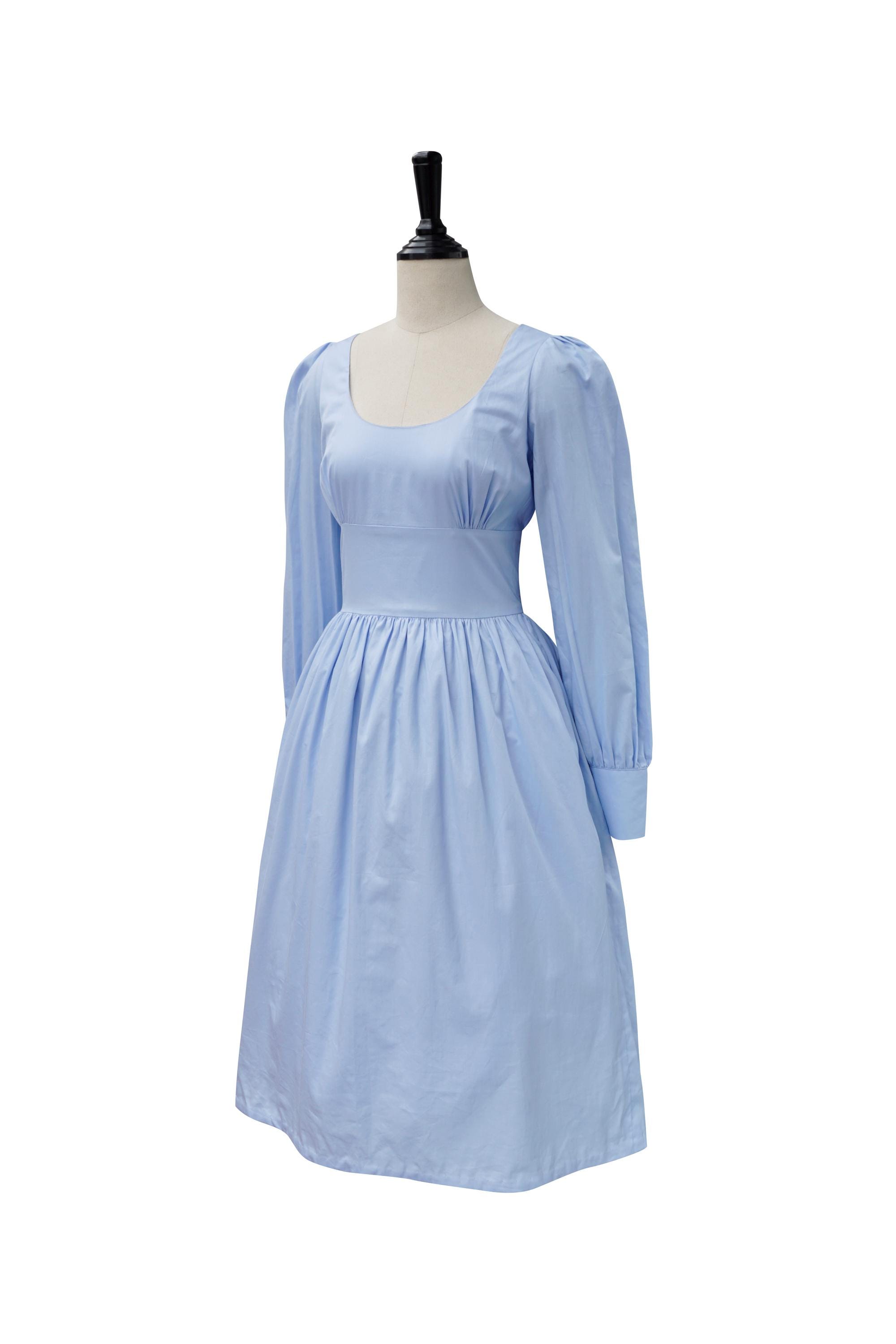 New! CLAIRE DRESS in Solid Cotton #32 - Baby Blue Fabric | Pin up