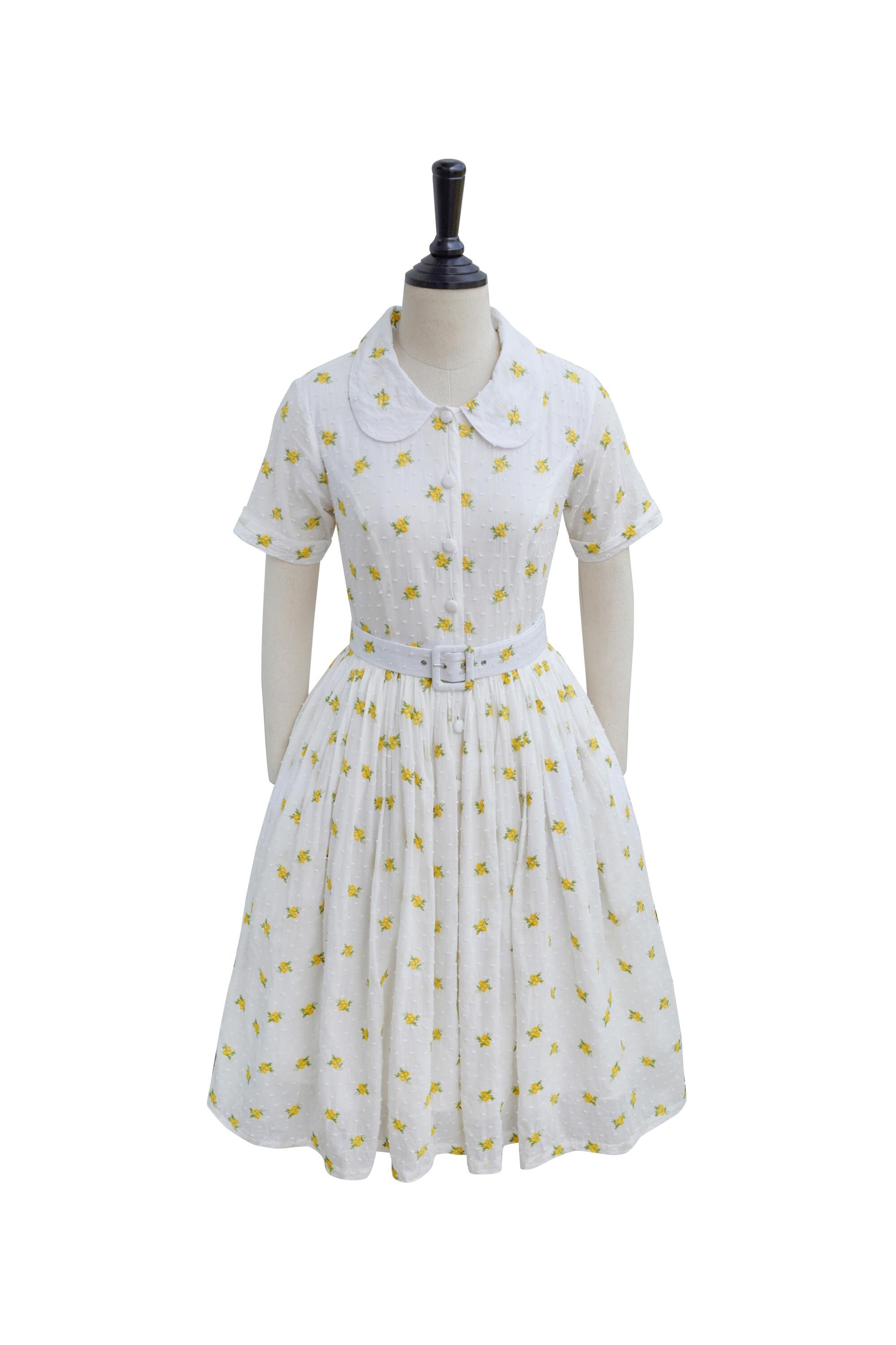ワンピース EMBROIDERED COTTON DRESS WITH POLKA DOTS AND ROSES Rainbow Polka Dot Cotton Halter Swing Dress – petrune
