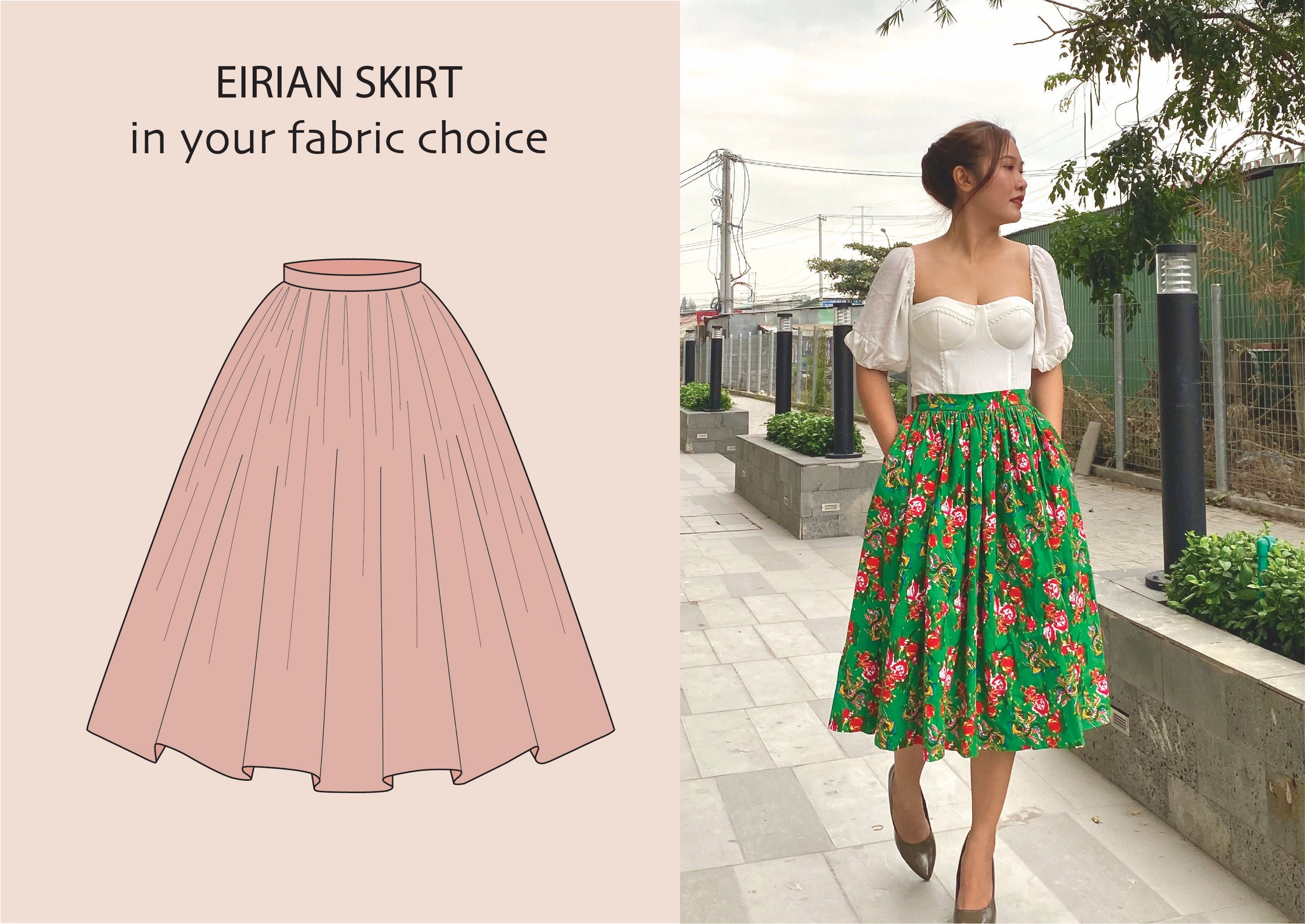 tea length floral skirt