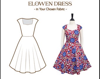 NEU! ELOWEN DRESS in deiner Stoffwahl | brilliladies Baumwollkleid, Pin up Kleid 50er Retro Swing Kleid 1950 Cocktail Rockabilly 40er Jahre Sommer