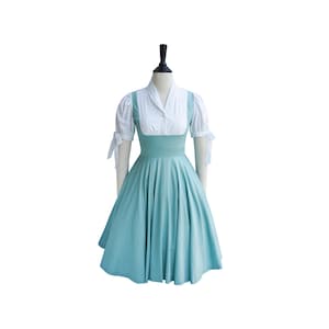 BELLA DRESS in Solid Cotton #58 - Light Teal Fabric | bow tie sleeves, pinup cotton white 1950s vintage, 50s dress, vintage pin up 50s