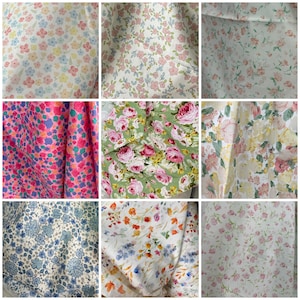 HT-02 Floral cotton collection By the Yard // high quality cotton fabric/watercolor flowers/ Rose print/vintage flowers