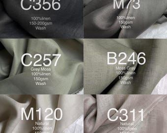 Premium Wash Linen 150gsm Fabric: LT - GREY TONE - By the Yard | Width 130 cm - Weight 150 gsm - check availability before ordering
