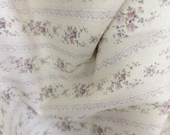 Stoff: Vintage Rosen-Streife Garden - Meterware | shabby chic geblümter Baumwollstoff, romantischer blumiger Kleiderstoff - BrilliLadies