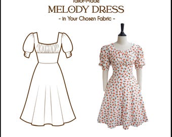 MELODY DRESS in your fabric choice | 3/4 circle skirt pin up retro dress, cotton vintage 50s dress retro swing dress, 1950s large dress