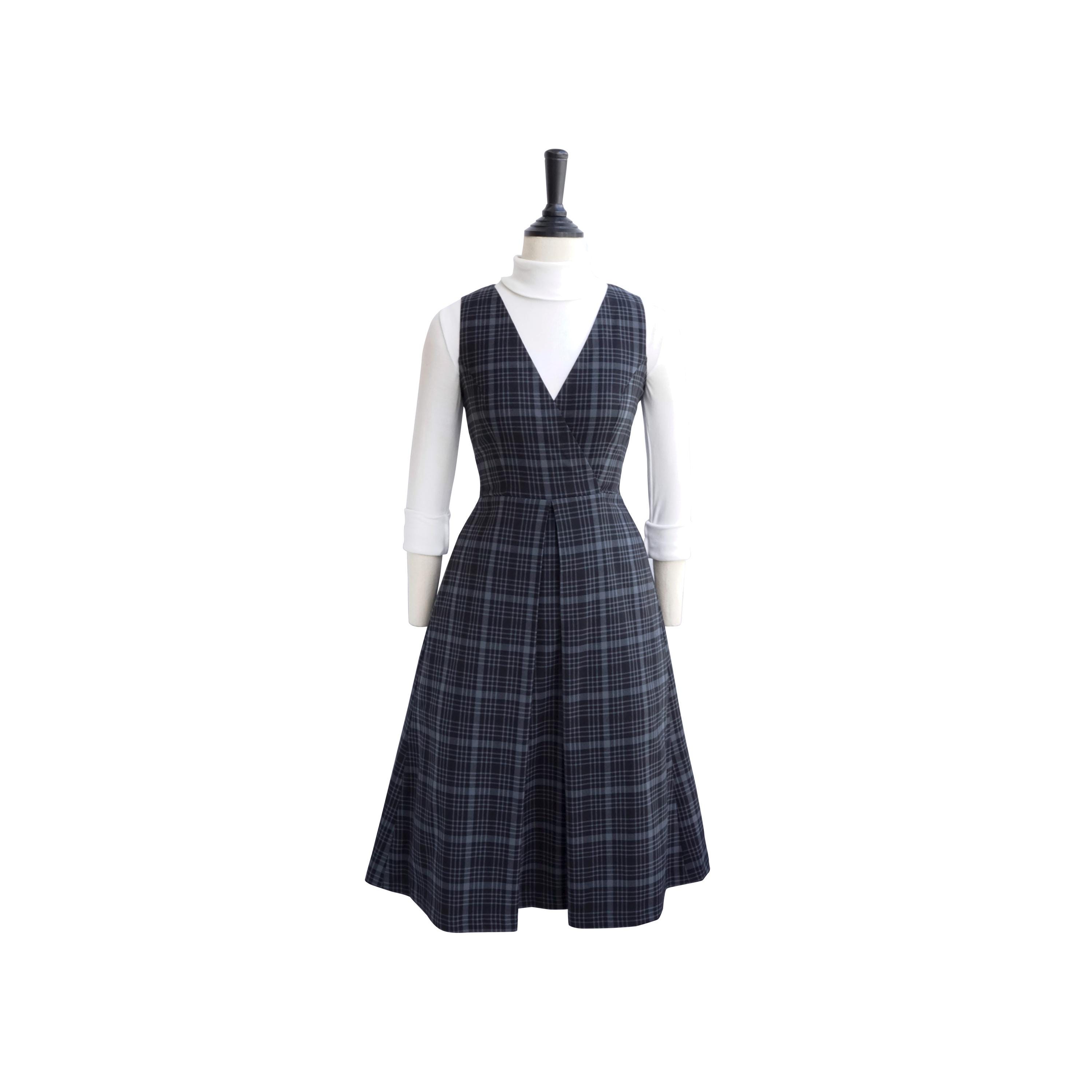BETTIE DRESS in Tartan Fabric | A-line with straight cut skirt, winter checkered dress, Queen's Gambit inspired retro 1950s brilliladies