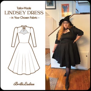 LINDSEY DRESS in your fabric choice | cotton vintage dress, 1940s inspired dress, retro swing dress brilliladies sweetheart tie neckline 50s