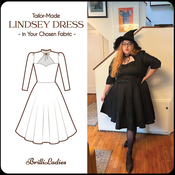 LINDSEY DRESS in deiner Stoffwahl | Baumwoll Vintage Kleid, 1940er Jahre inspiriertes Kleid, Retro Swing Kleid brilliladies Sweetheart Krawatte Ausschnitt 50er Jahre