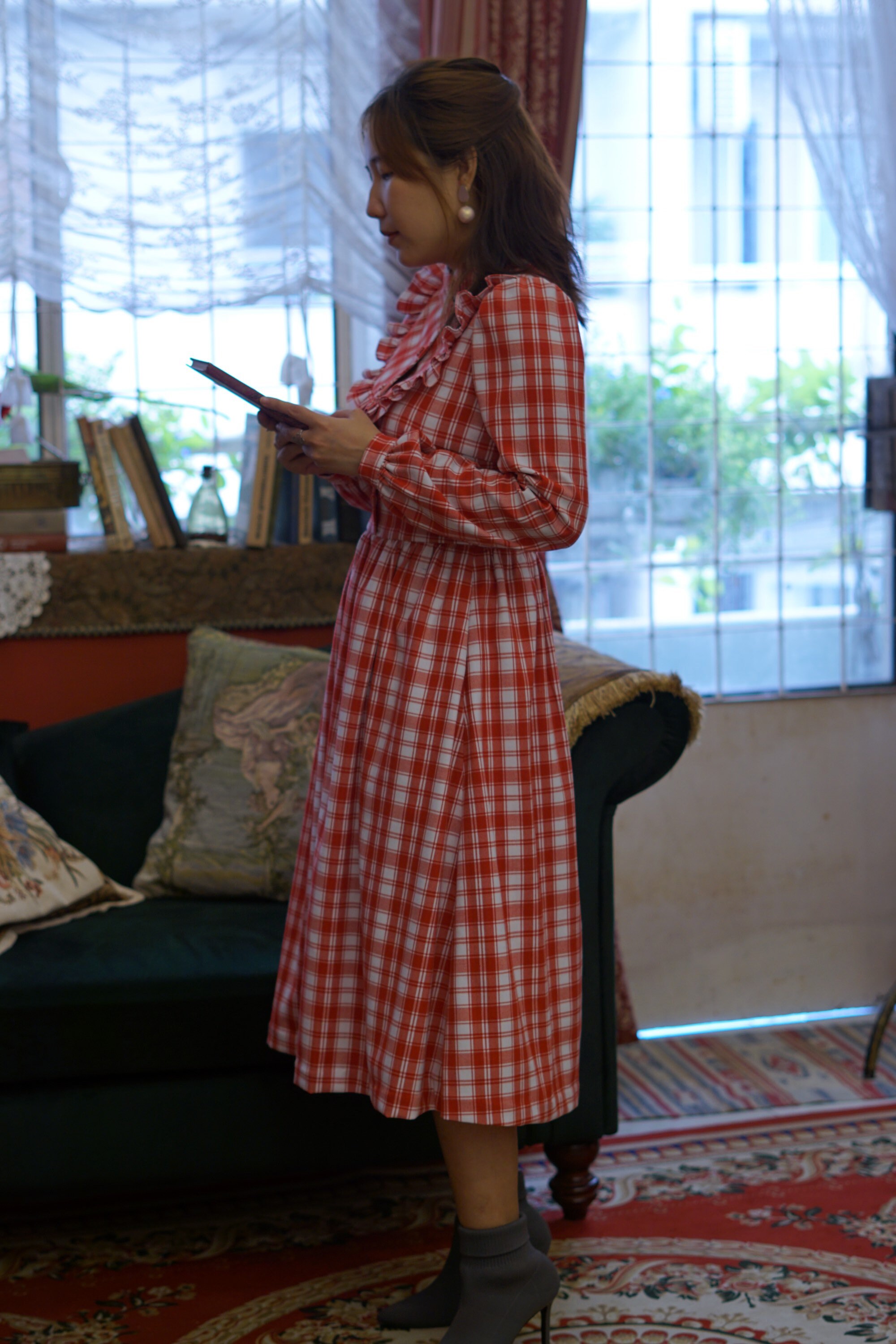 ANNETTE DRESS in Tartan #27 Fabric | Cotton Tartan Checkered Dress