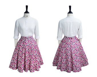 AURELIA SKIRT in "Purple Garden" Fabric | cotton skirt, full circle skirt, 1950s, custom made, vintage 50s cotton skirt pocket