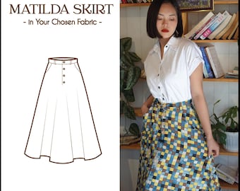 New! MATILDA SKIRT in Your Fabric Choice A-line Skirt, Front