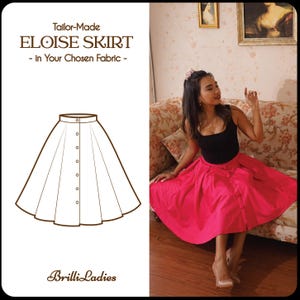 ELOISE SKIRT in your fabric choice | cotton floral skirt, gathered waist, 1950s, custom made, vintage 50s cotton skirt with pocket