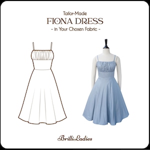 New! FIONA DRESS in your fabric choice | half circle skirt custom plus size gathered shelf bust brilliladies 50s dress vintage inspired 1950