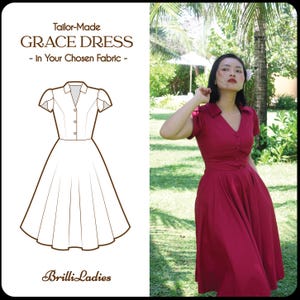 NEW! GRACE DRESS in your fabric choice | brilliladies cotton pin up dress 50s retro swing dress rockabilly cocktail dress 1950 custom dress