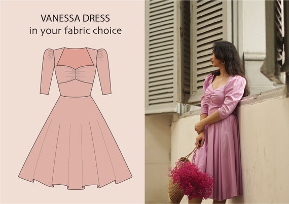 Pink swing dress 1950s discount