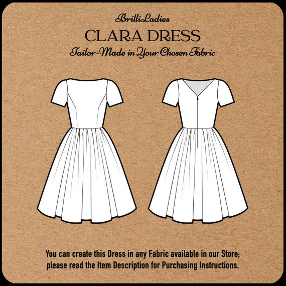 Clara Dress in Your Fabric Choice | Floral Cotton Fabric, Custom Vintage Retro Dress, 1950s, 50s, Plus Size Pin Up Dress, Made to Measure