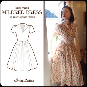 New! MILDRED DRESS in your fabric choice | pin up shirt dress, cotton vintage 50s dress retro swing dress 1950s dress brilliladies pink