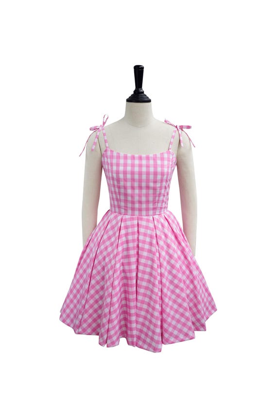 light pink checkered dress Baby Pink Tweed Plaid Bubble Hem Mini Dress