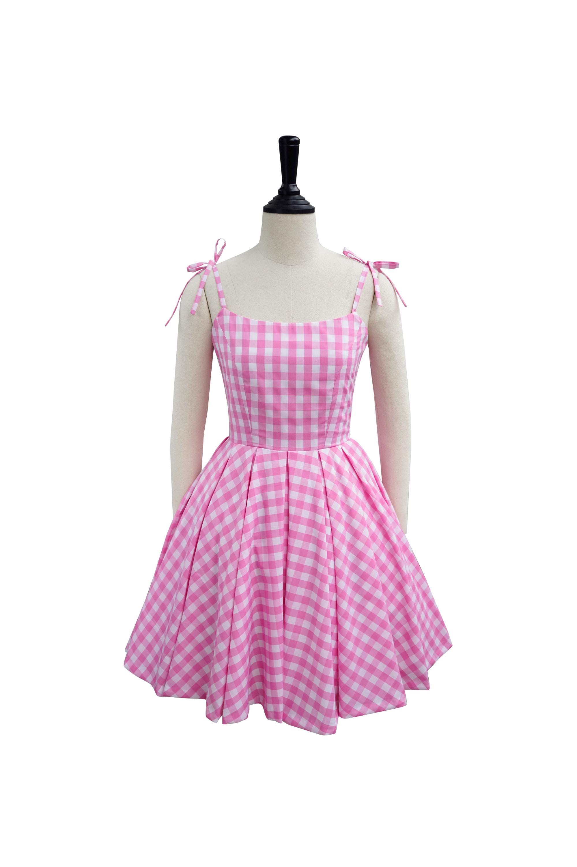 light pink checkered dress SHEIN MOD Blush Pink Gingham Maxi Dress,Summer Curve A-Line Back Tie Checkered Dress,Vintage Tea Party,Picnic,Formal,Prom, Valentines Day Outfit Women