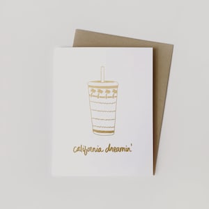 California Dreamin' Card / California Note Card, In-N-Out Illustratie, Blanco Kaart, Gevouwen Wenskaart met Envelop, A2 formaat