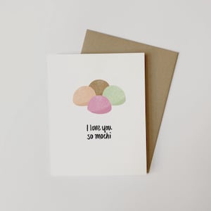 Ti amo così Mochi Card / Mochi Ice Cream Card, Scheda Bianca, Biglietto d'auguri piegato con busta, formato A2