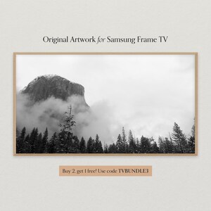 Samsung Frame TV Art, Yosemite El Cap / Black & White Photograph, Instant Digital Download for TV Art Mode