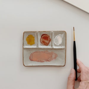 4 Pan Ceramic Paint Palette / Ceramic Watercolor Palette, Handmade Ceramic Palette, Paint Tray