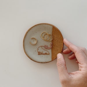Ceramic Trinket Dish Engagement Gift Ring Holder Small Nightstand Tray Jewelry Dish Idea Bridal Shower Present Minimal Decor