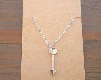 Silver Arrow Pendant Necklace, Arrow Necklace, Arrow Jewelry