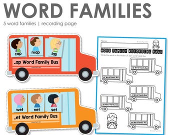School Bus Word Family Sorting Printable Activity