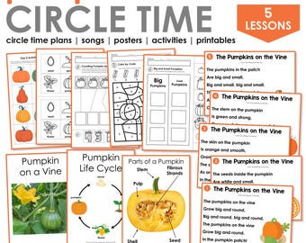 Pumpkin Circle Time Activities for Preschool and Kindergarten | Fall Lesson Plans, Pumpkin Life Cycle, Sorting, Crafts & Worksheets
