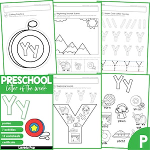 Plan de estudios de la letra de la semana del alfabeto preescolar Y