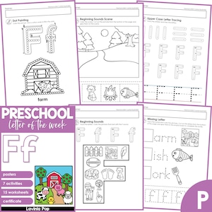 Plan de estudios de la letra de la semana del alfabeto preescolar F