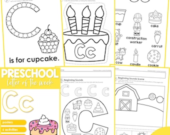 Preschool, Letter C, Letter of the Week Workbook, Preschool Printables ...