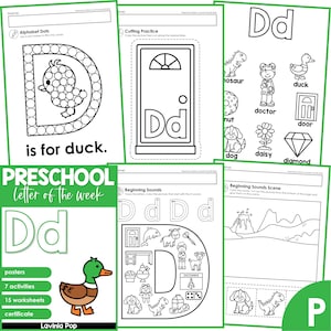 Plan de estudios de la letra de la semana del alfabeto preescolar D