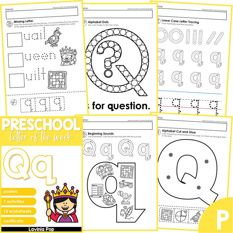 Preschool Alphabet Letter of the Week Curriculum Q - Etsy