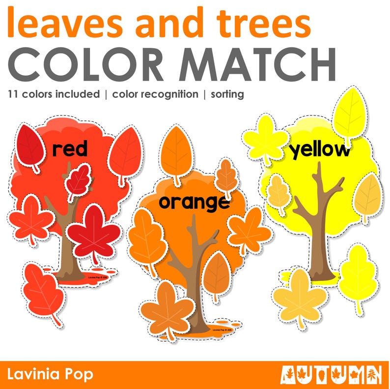 Autumn Tree and Leaves Color Matching Activity | 11 Colors
