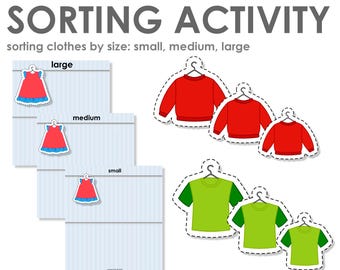 Sorting Clothes by Size Printable Activity: Small, Medium, Large