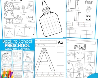 Back to School Preschool Worksheets, Alphabet, Numbers, Fine Motor, Editable Name Activities