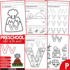 Plan de estudios de la letra de la semana del alfabeto preescolar V