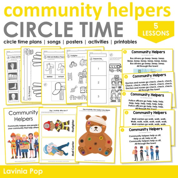 Community Helpers Preschool Theme Curriculum Printables | Preschool Circle Time Lessons & Activities