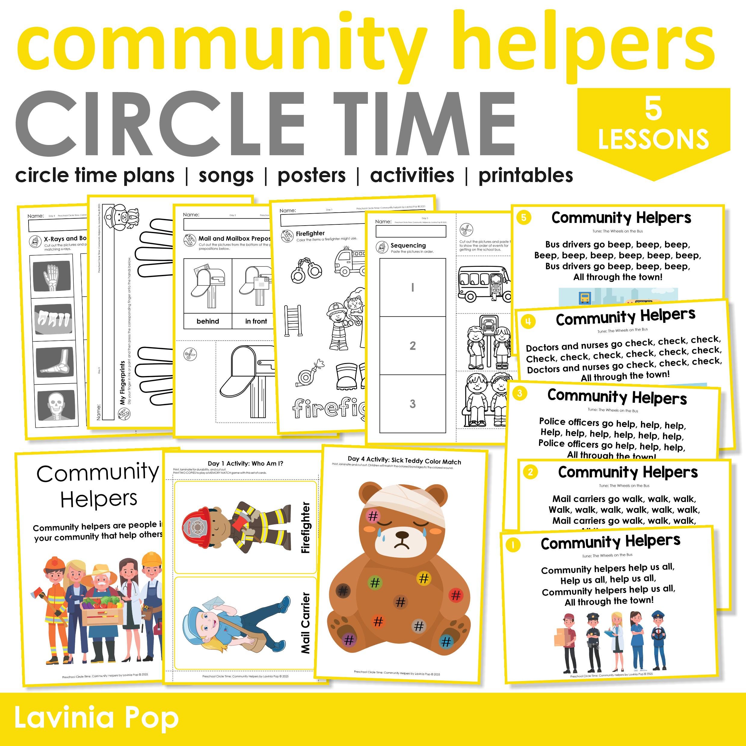 Community Helpers Preschool Theme Curriculum Printables | Preschool Circle Time Lessons & Activities