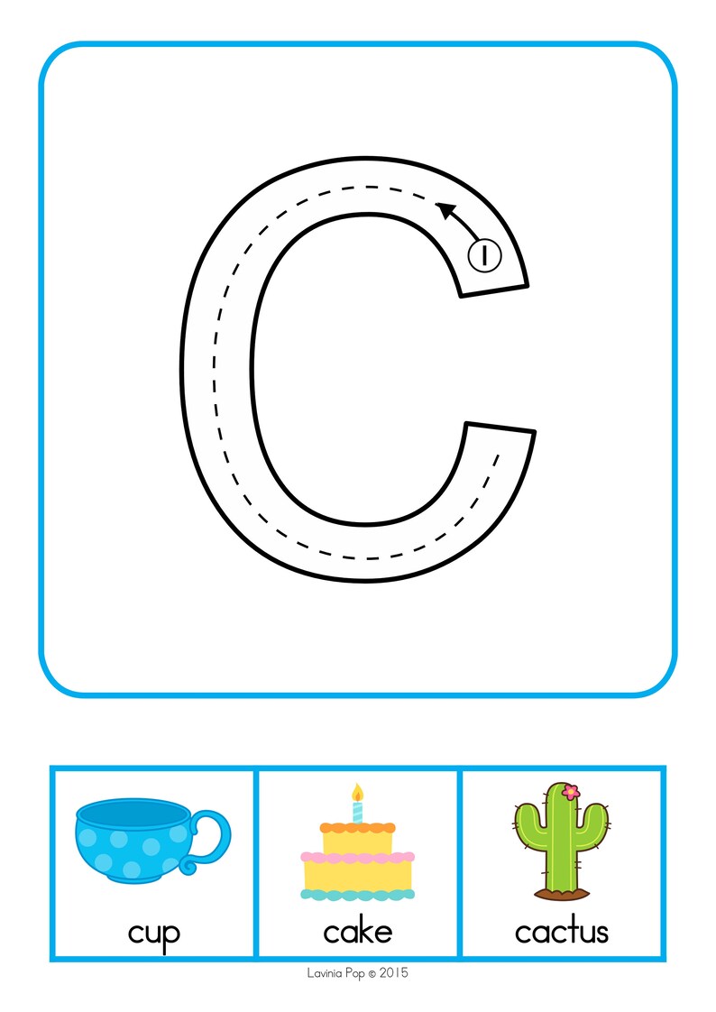 Alphabet Tracing Cards With Directional Arrows Etsy