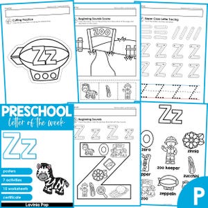 Letra Z del plan de estudios de la semana del alfabeto preescolar