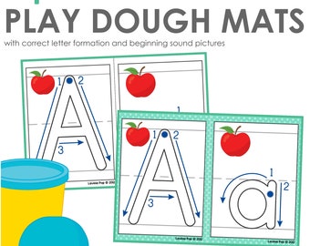 Tapetes de plastilina con letras del alfabeto, formación correcta de letras e imágenes con sonidos iniciales